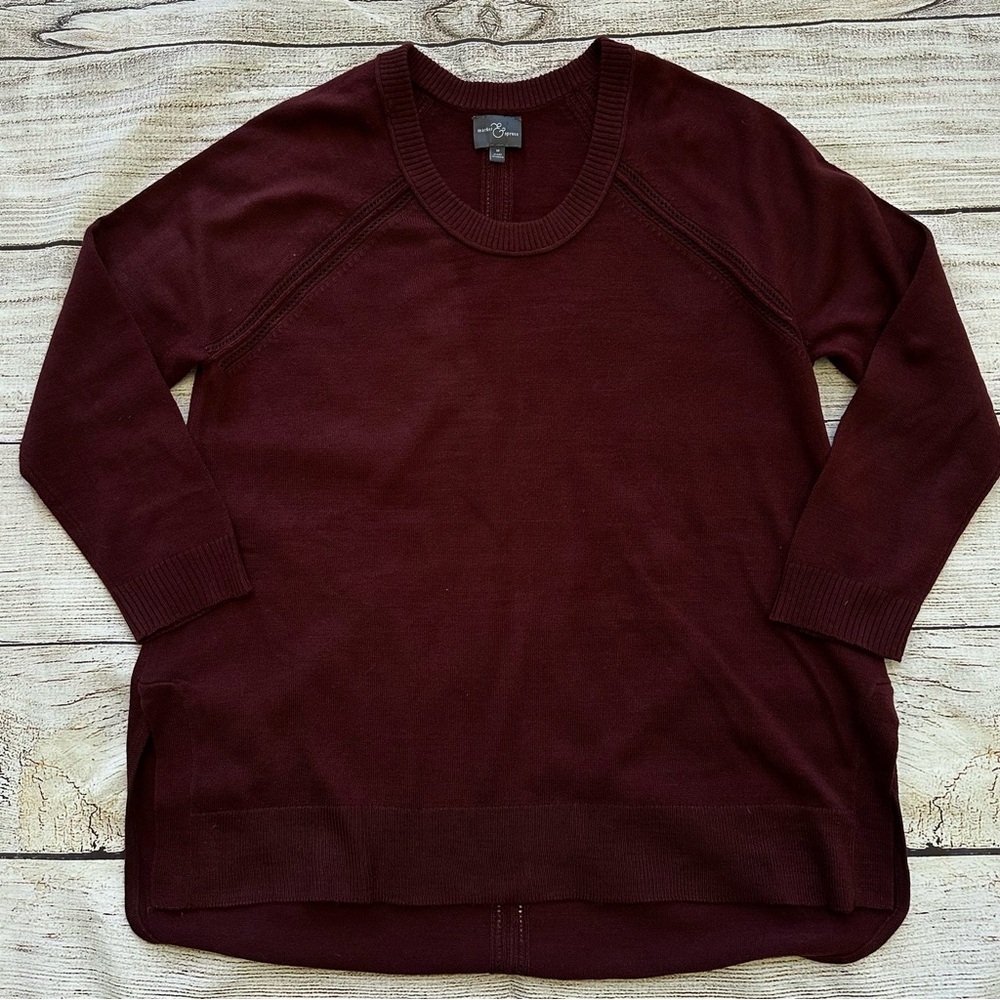 Market & Spruce Burgundy Scoop Neck Tunic Sweater Ladies Sz M